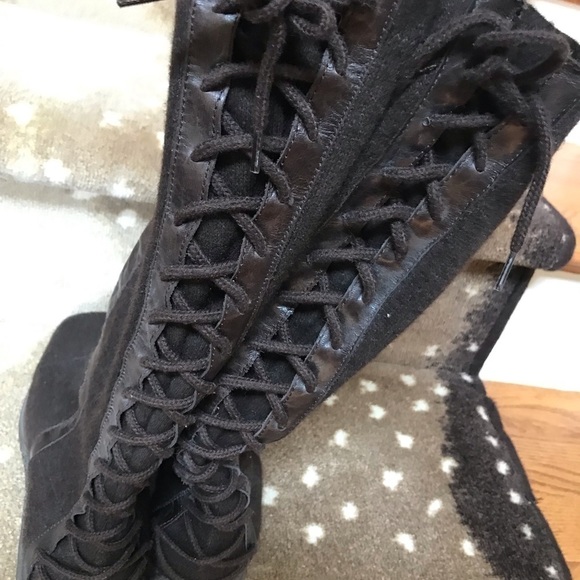 Dusica Dusica Cashmere and Leather Brown Boots - Picture 1 of 4